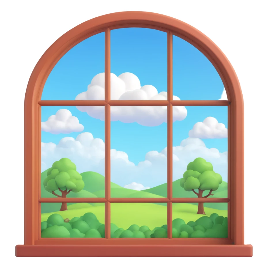 a big window with a idyllic scenery skylight and clouds visible sticker