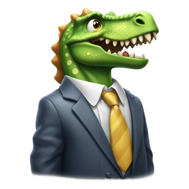 Sweaty dinosaur wearing shirt and tie sticker