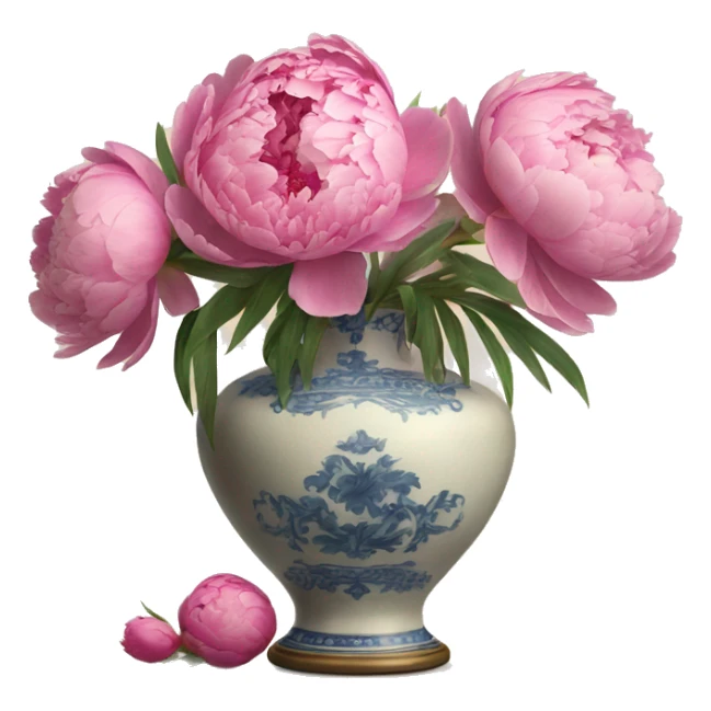 Pink peonies in a vintage vase sticker