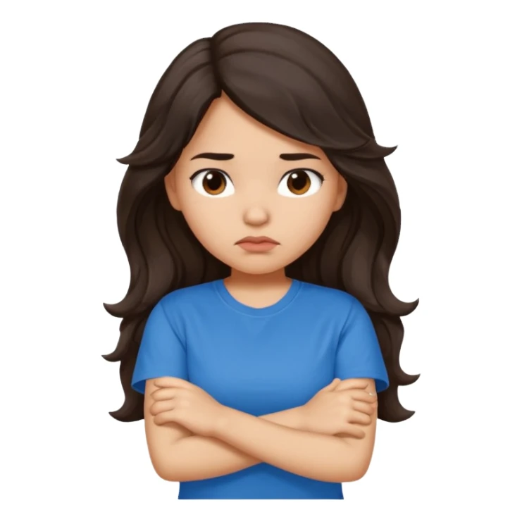 Hispanic girl with long wavy hair crossing her arms and pouting sticker