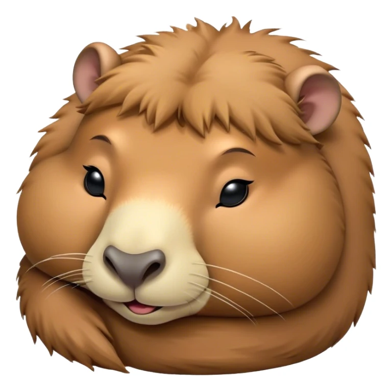 Meme-Worthy cute Sleeping Capybara Portrait Emoji, Head resting peacefully with a contented smile, showcasing luxuriously soft, fluffy fur and eyes gently closed in serene slumber, Simplified yet hilariously adorable features, highly detailed, glowing with a soft, drowsy natural light, high shine, relaxed and utterly lovable, stylized with an air of playful laziness, bright and heartwarming, soft glowing outline, capturing the essence of a sleeping capybara that feels destined to become the next viral sensation of adorable rest! sticker