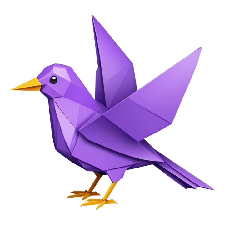 purple colored bird origami facing right do not show feet sticker