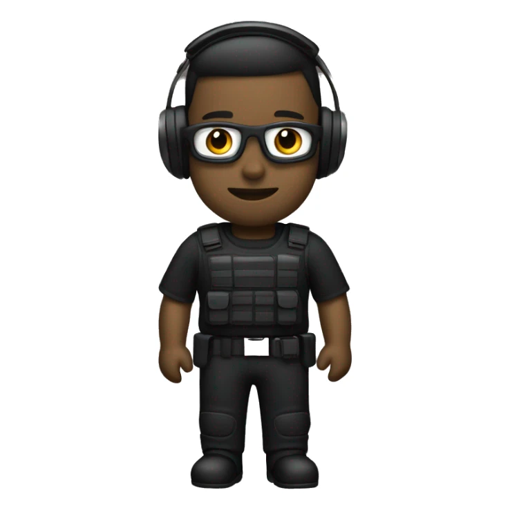 operator dressed in black with a milatary helmet, without glasses, wearing a headset, preferably american male sticker