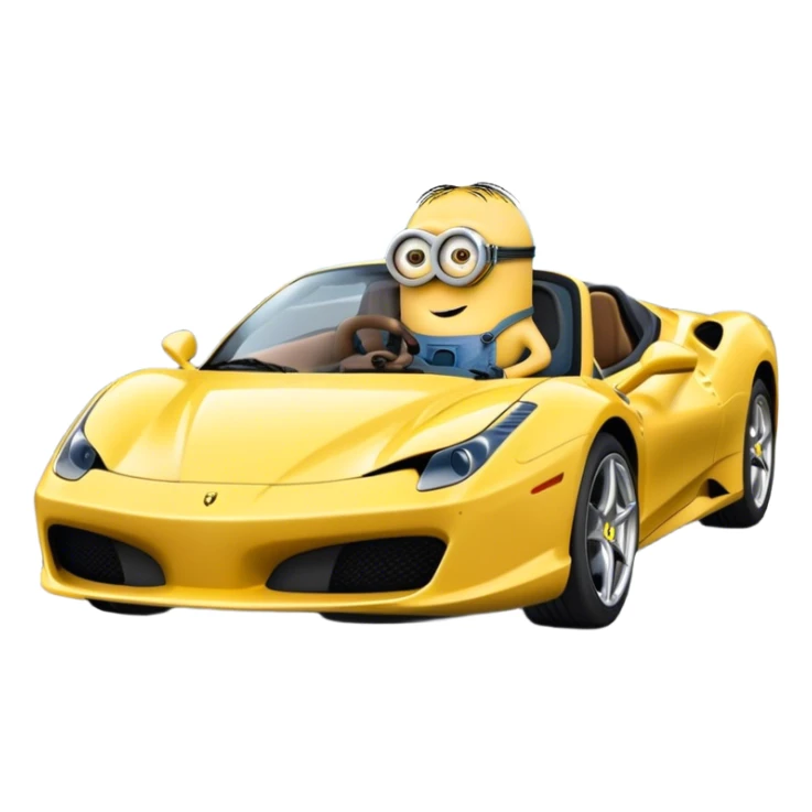 a minion driving a ferrari on pacific drive sticker