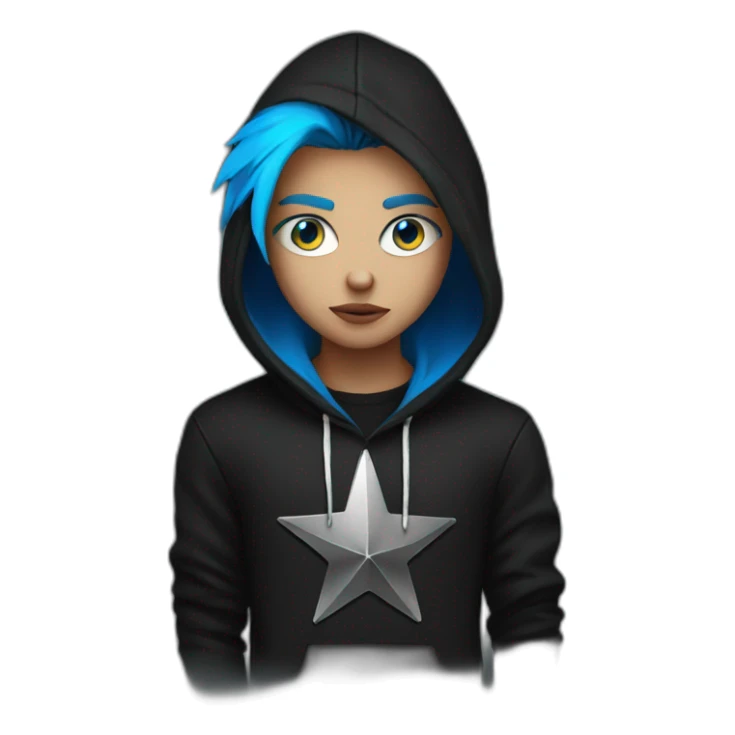 punkstar with blue eyes and a black hoodie sticker