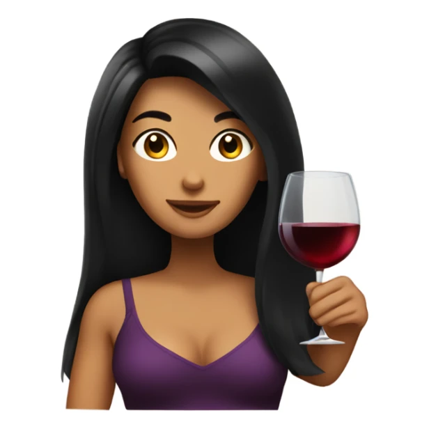 Tanned woman with long black hair drinking wine  sticker