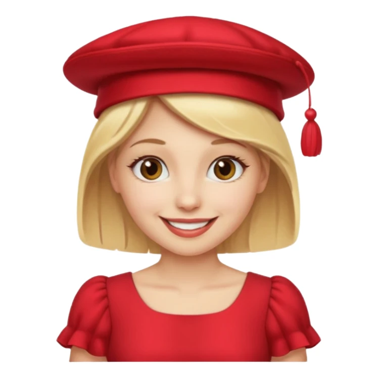 blonde woman wear red hat and dress sticker