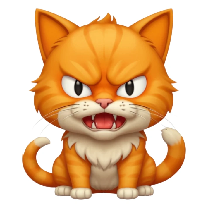 full body of angry cat with fangs, front face  sticker