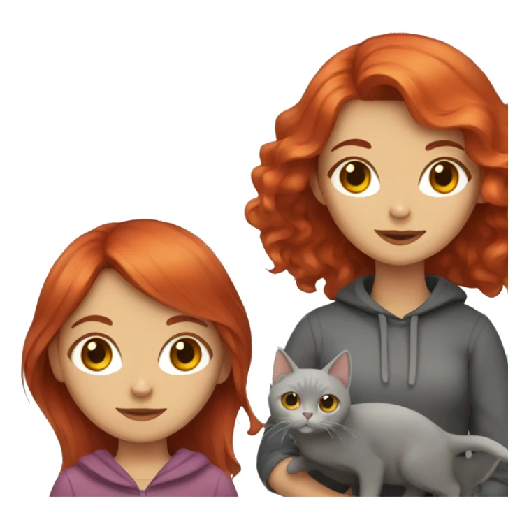 girl with red hair and a gray cat sticker