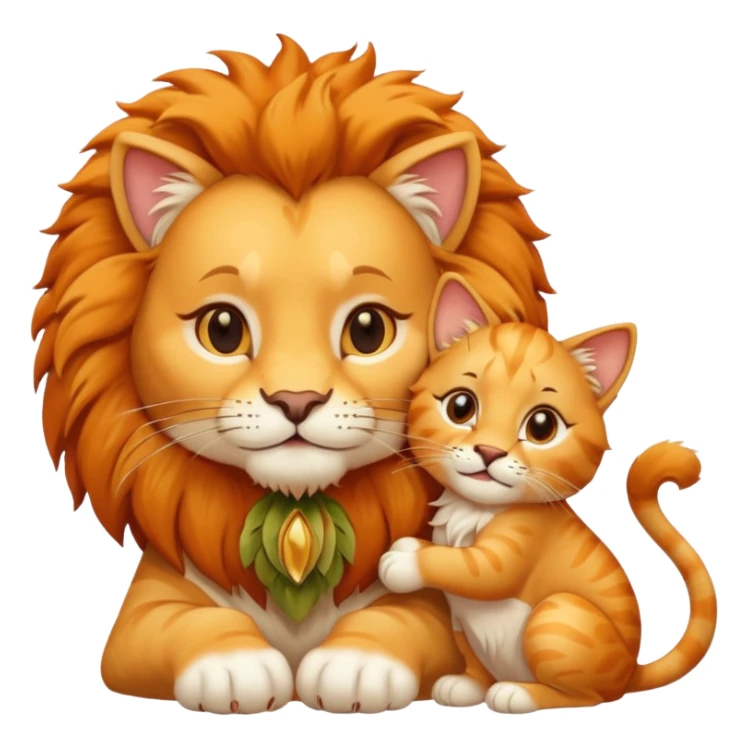 Animal Gato tocando las orejas de un leon sticker