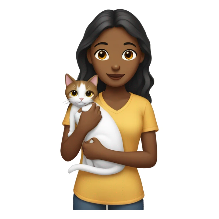 brown girl holding cat outdoors sticker