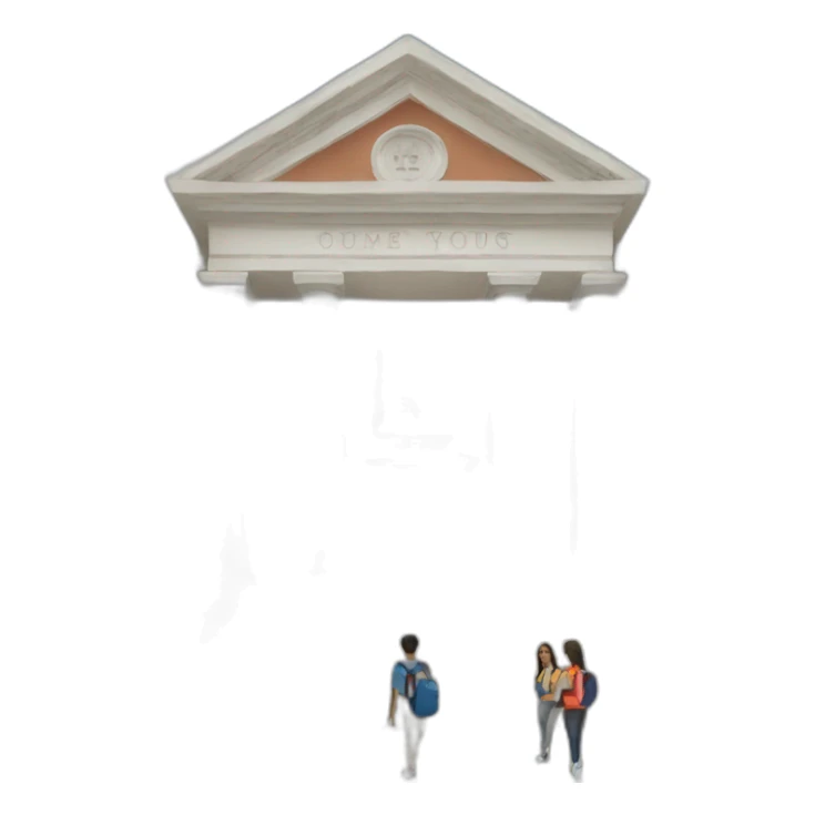 image of college building with a student sticker