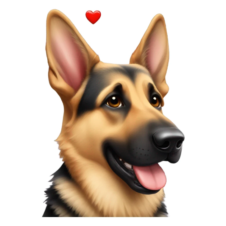 German Shepard kissing face with heart  sticker