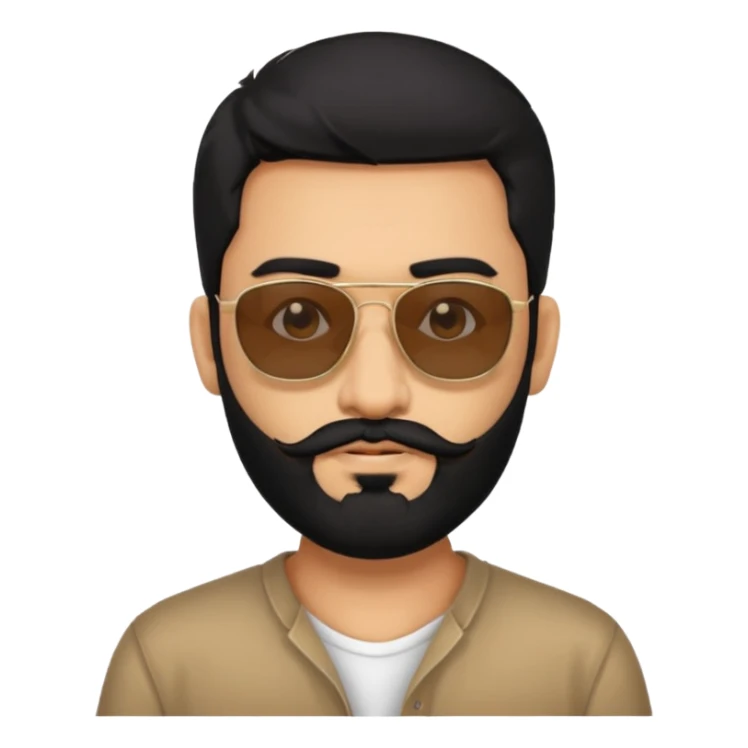Indian man with  black hair and beard and black sunglasses sticker