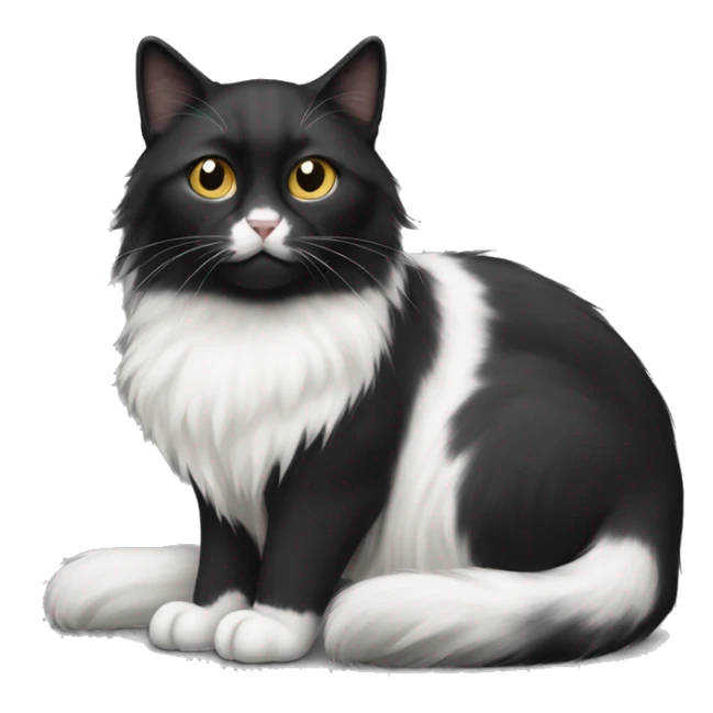 half black and half white long hair cat sticker