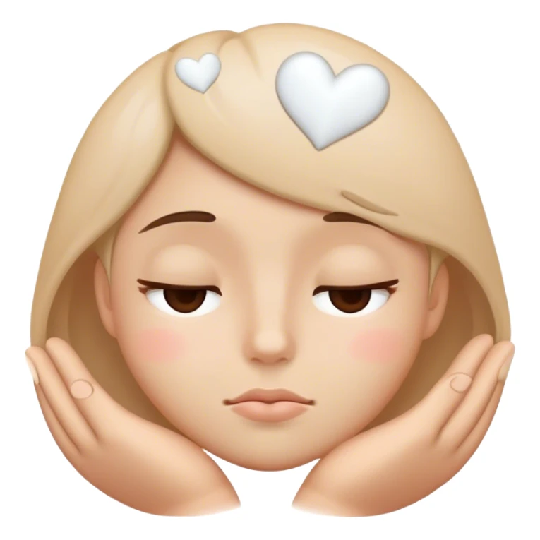 Sleepy face but in love, showing with white hearts sticker