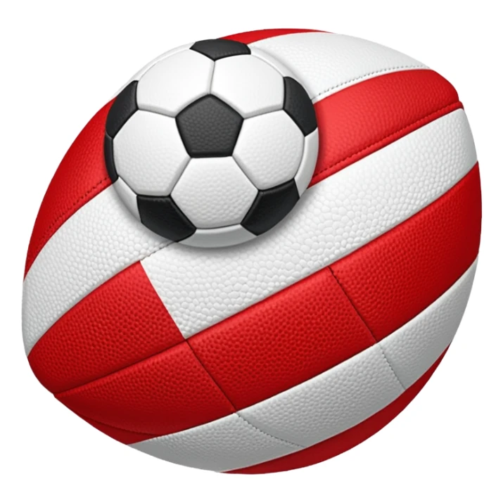 Horizontal stripes flage whit read and a football sticker