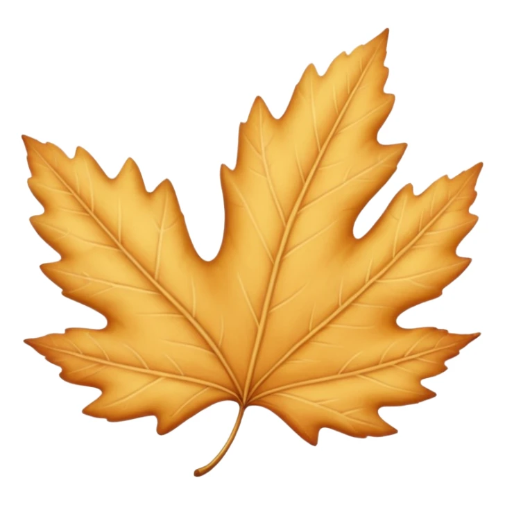 pastel warm autumn leaf in beige and golden tones, soft shadows, light grain texture, no background, cozy and delicate atmosphere sticker