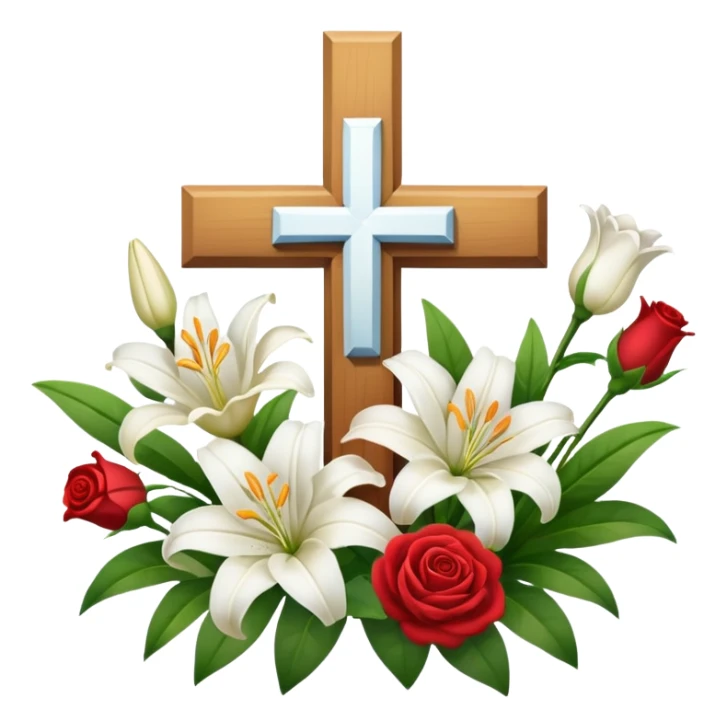 Flowers with a cross sticker