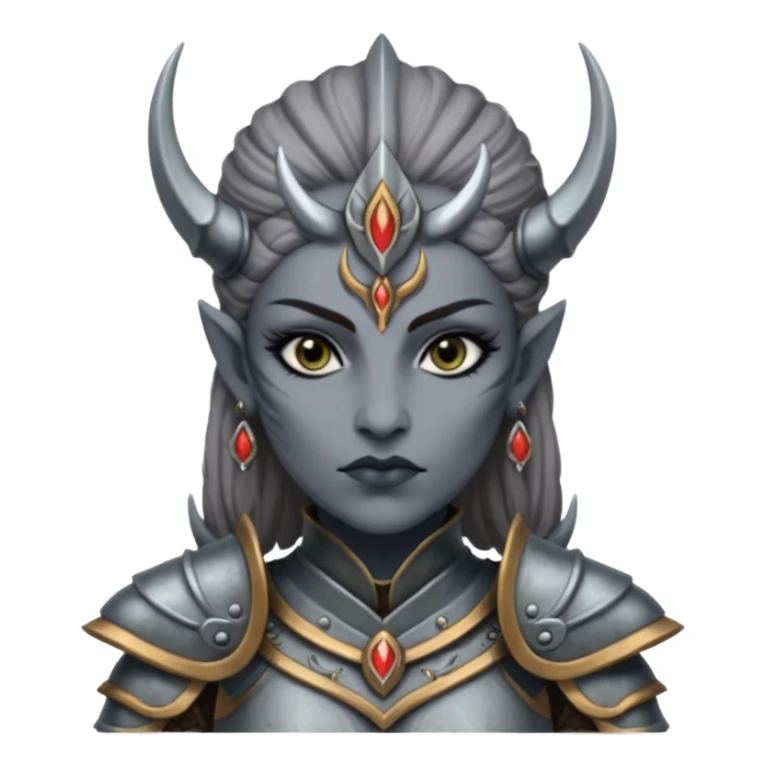 ESO female daedra, lashes and earrings, gray skin, warrior sticker