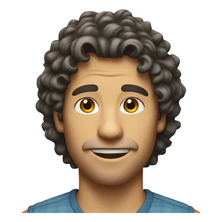 Guy with a curly mullet named Tucker  sticker