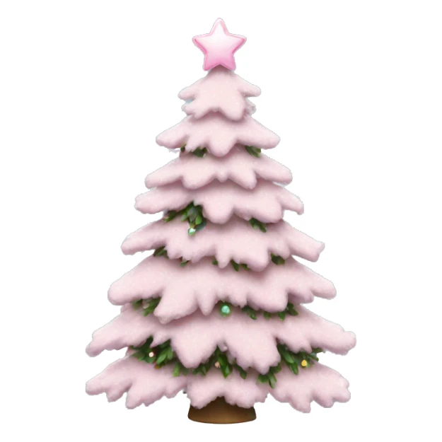 Snowy Christmas tree with light pink bows as decoration sticker