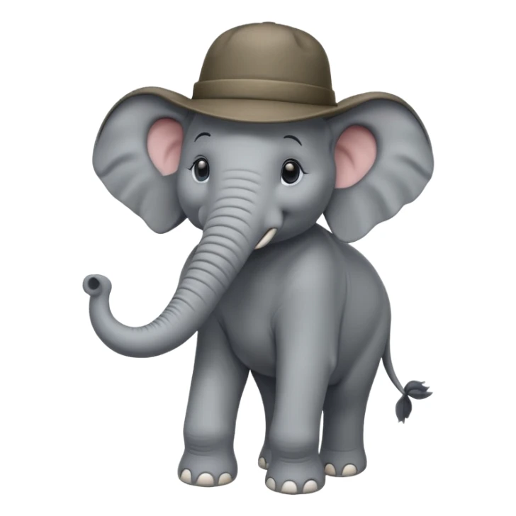full body of elephant which is wearing hat sticker