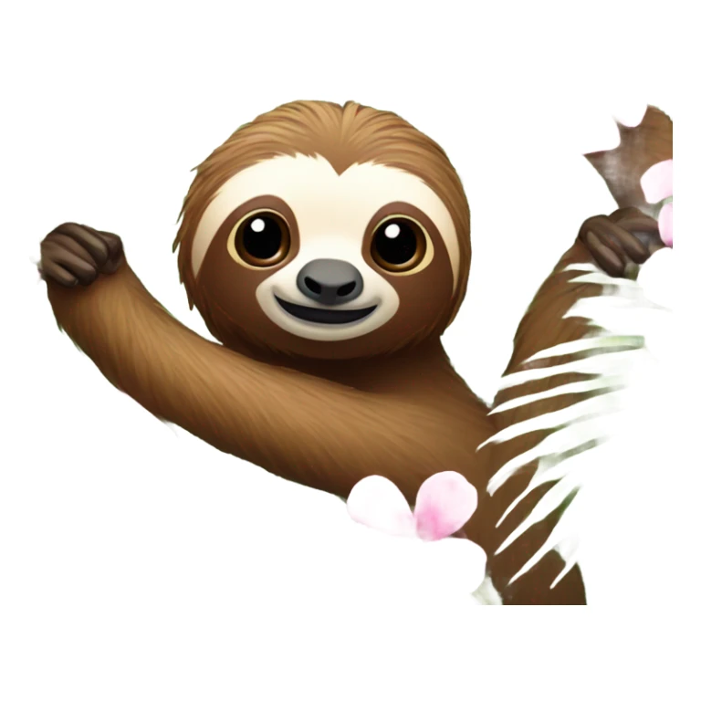 Palm tree with pink flower and sloths  sticker