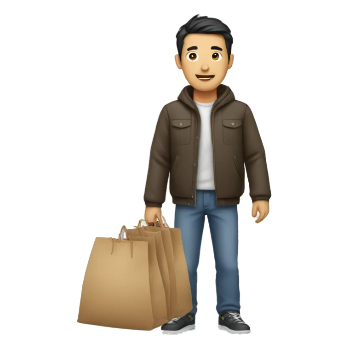 Asian man with bags sticker