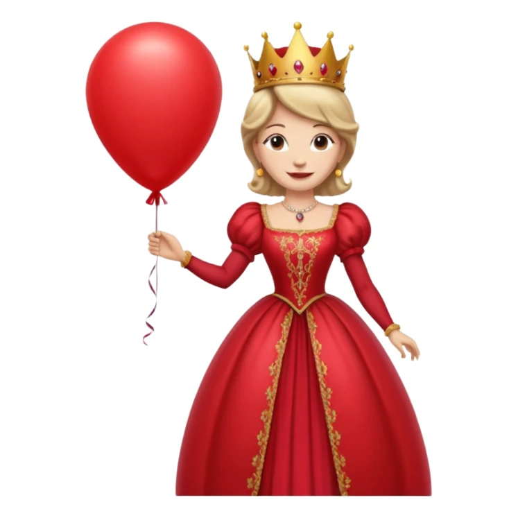 queen wearing dress, holding balloon sticker