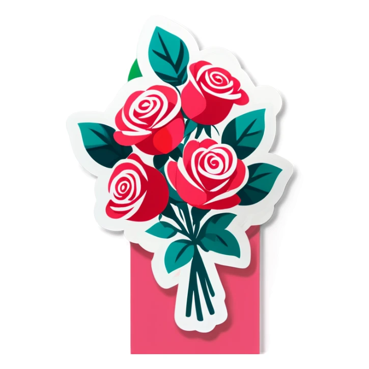 Bouquet of roses for Valentine’s Day sticker