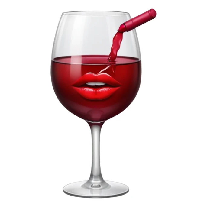 lipstick kiss on red wine glass sticker