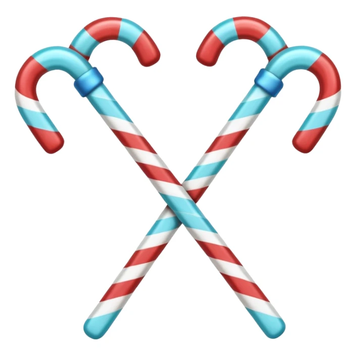 dual candy canes crossed together like swords striped with blue instead of red sticker