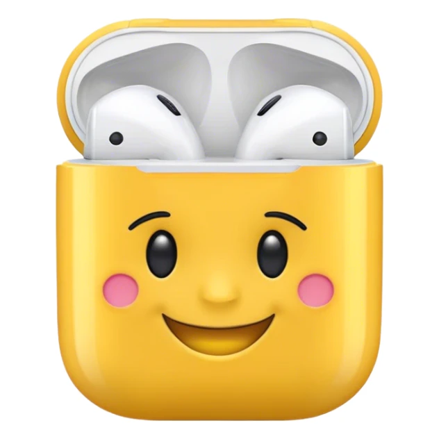 happy yellow emoji in airpods sticker