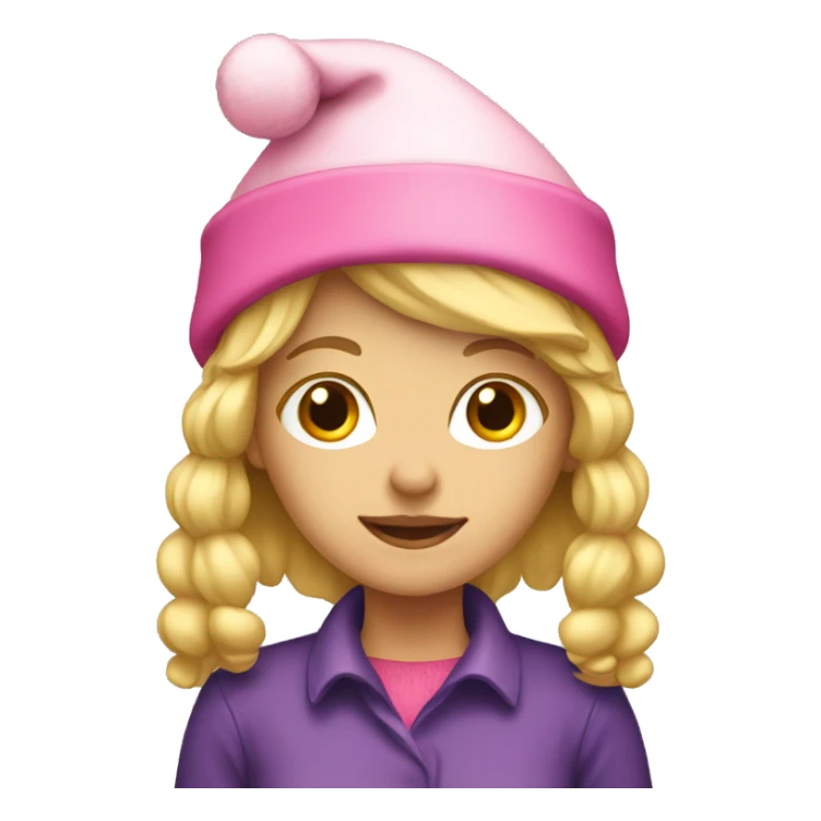 Blonde girl with pink Christmas hat sticker