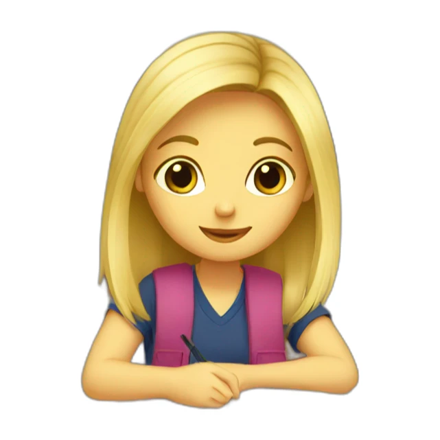 Blond girl studying with books sticker