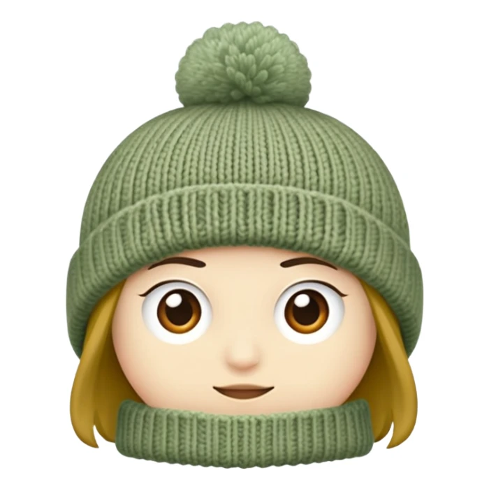Beanie in Sage Green, no need to add face, hair, eyes, mouth sticker