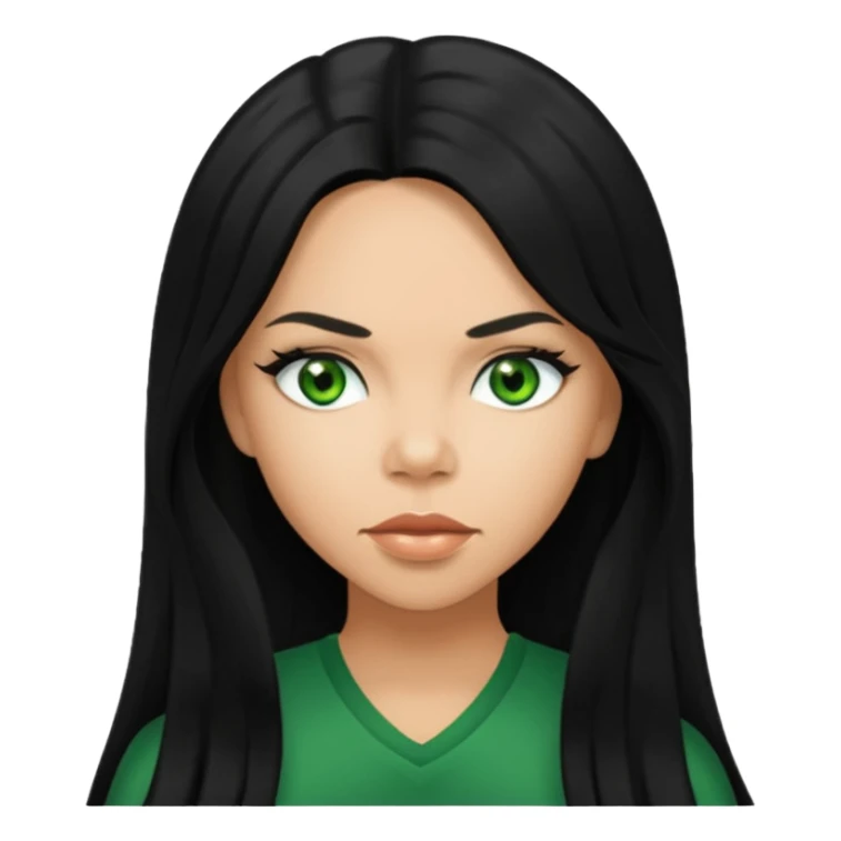Kiely Williams with long black hair, green eyes sticker