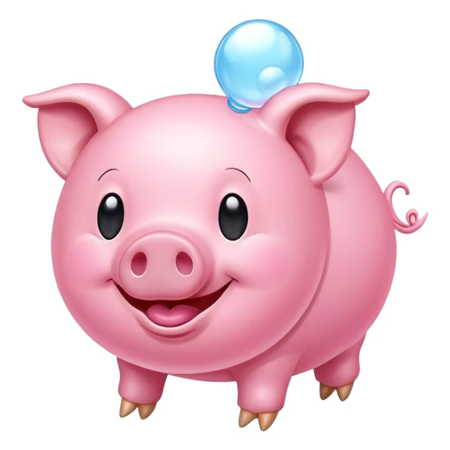 smiley face flying pig made of bubble gum sticker