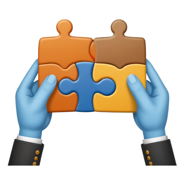 two hands holding a puzzle piece and a book, representing the act of assembling meaning through interpretation sticker