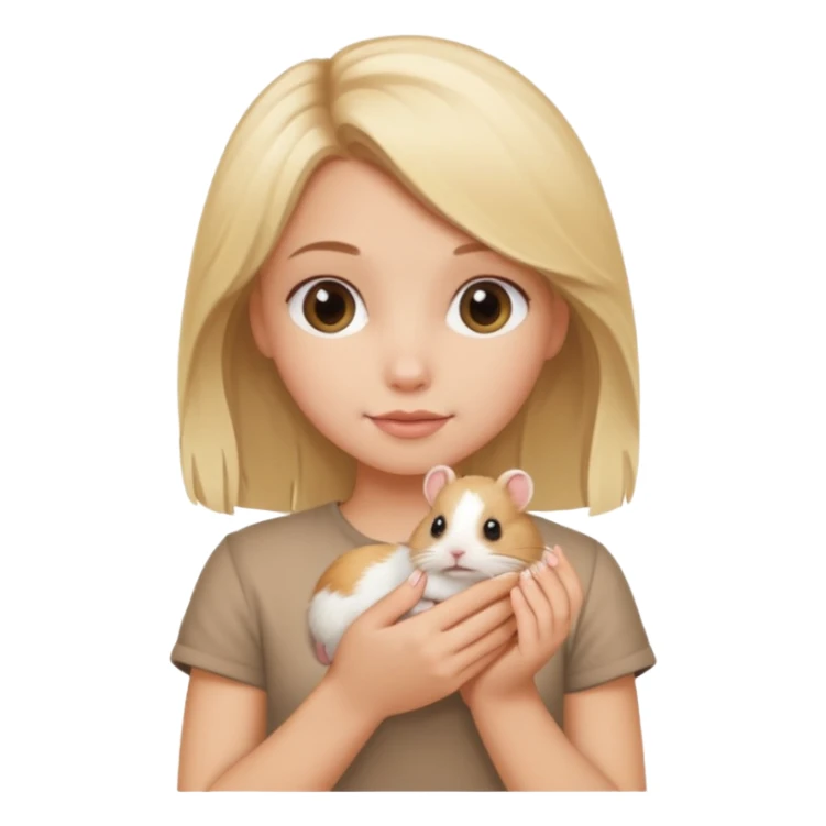 A pretty blond girl holding a hamster sticker