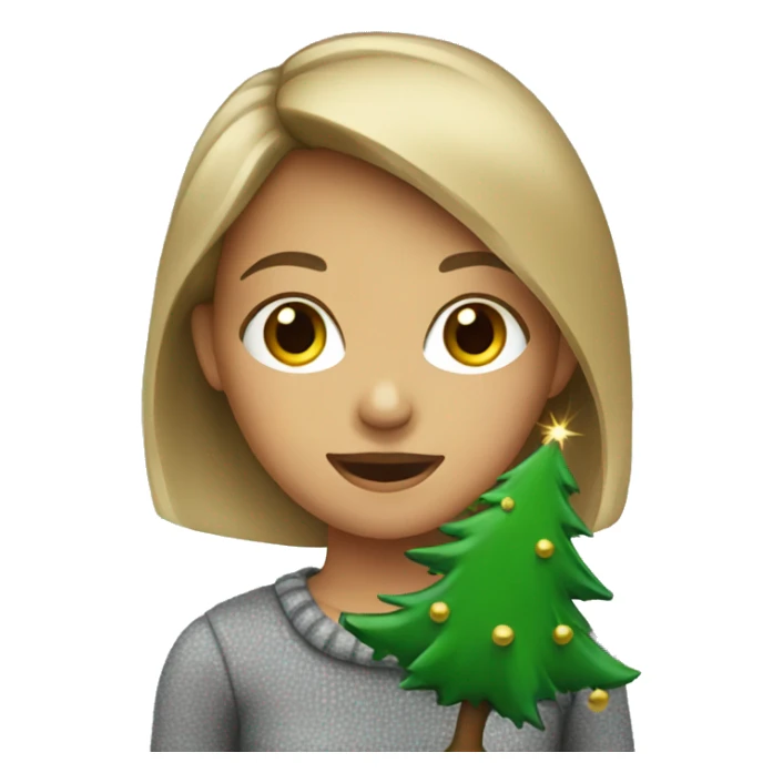 Girl with a Christmas tree sticker