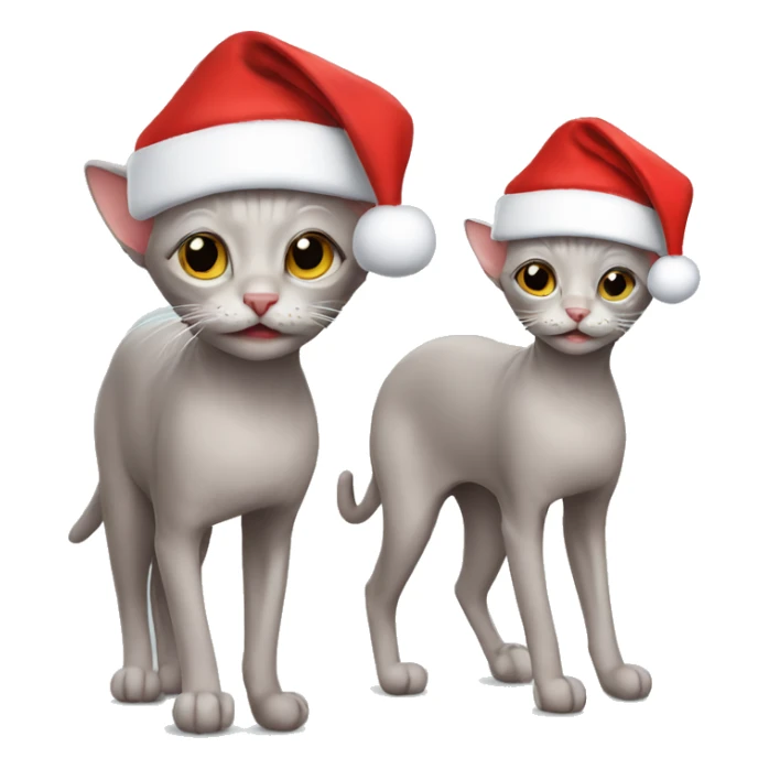 Hairless cat wearing Santa hat sticker