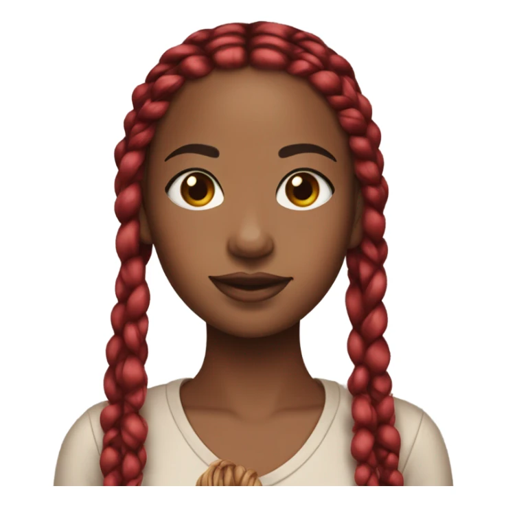 Brown skin girl with red and black box braids  sticker