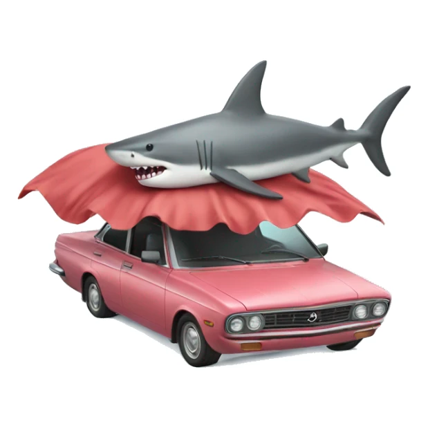 A shark on top of a moving car with a swimsuit on  sticker