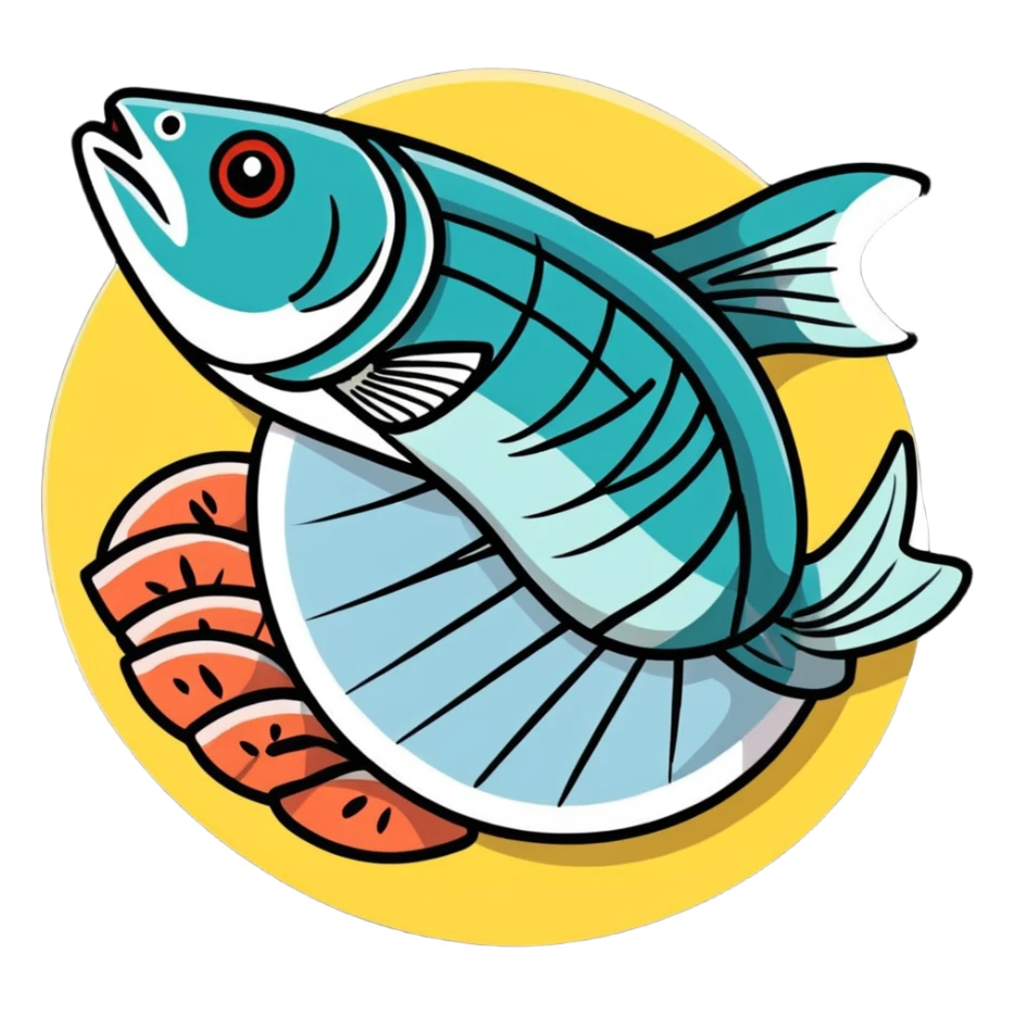 sliced mackerel sashimi arranged beautifully sticker