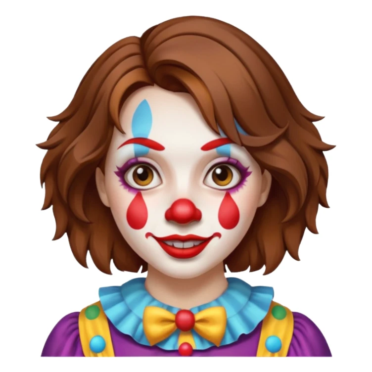 brown-haired girl in selfie as a clown sticker
