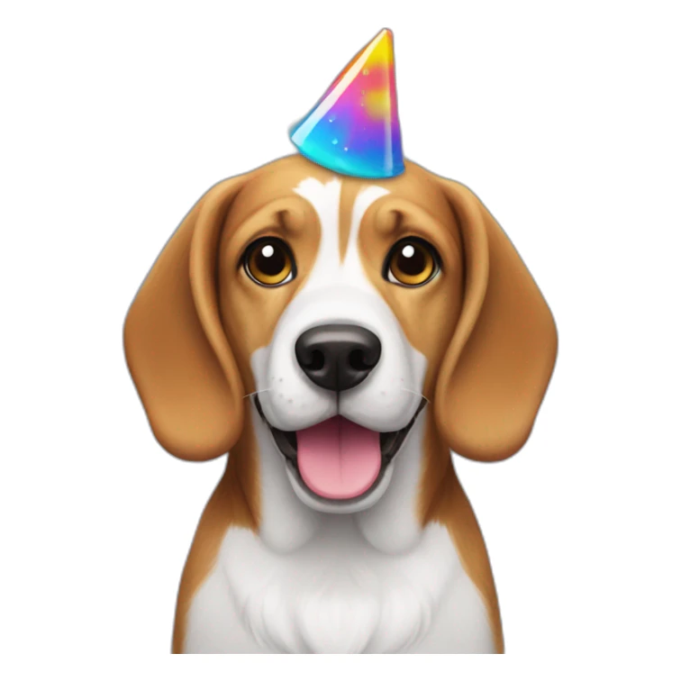 dancing long hair beagle with a party hat sticker