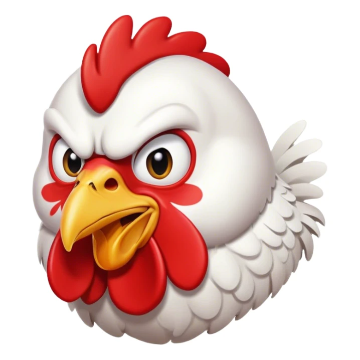 Angry chicken white classic emoji style sticker