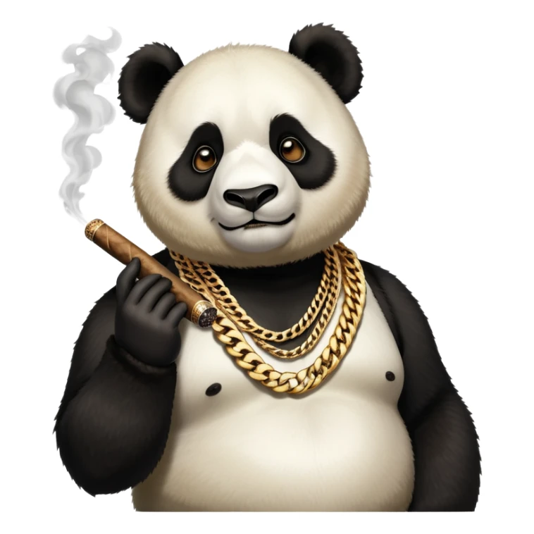 Gangster panda with a Cuban link chain smoking a cigar sticker